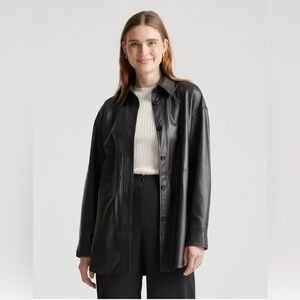 NWT Quince 100% Leather Shirt Jacket - Small (oversized)